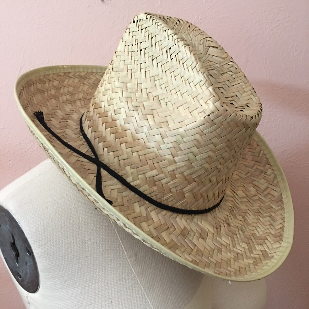Vintage Natural Straw Woven southwestern Cowboy Hat Coastal Cowgirl